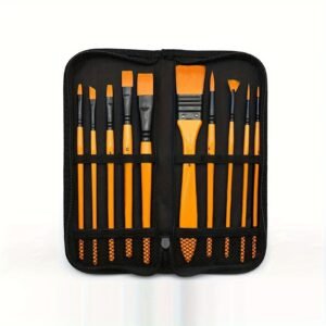 10 yellow-tapered brushes