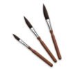 3 brown squirrel hair knife-edge brushes