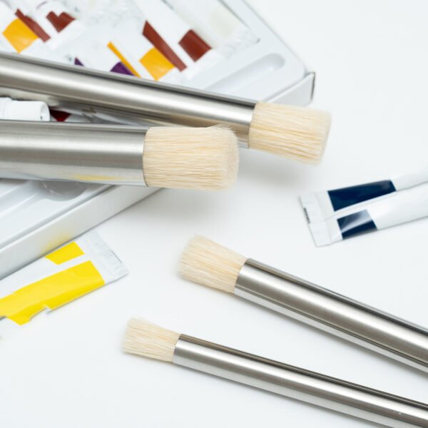 4 stainless steel round-tip hog bristle paintbrushes