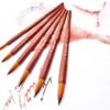 6 Pcs Artist Acrylic Brushes, Round Tip Nylon, Soft and Anti-Fall, Red Brown Handle, Comfortable and Durable - Suitable for Watercolor, Gouache, Acrylic, Ink Painting, Essential for Painters