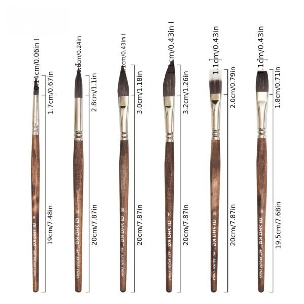 Professional Oil Painting Brush Set, 6 Premium Birch Wood Handle Brushes, Suitable for Oil Acrylic Watercolor Art, Ideal for Artists and Beginners