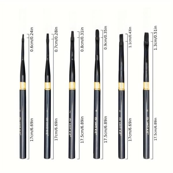 6 detachable flat-tip brushes