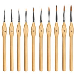 10 natural wood-colored triangular paintbrushes