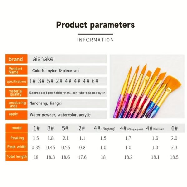 8-Piece Watercolor Brush Set