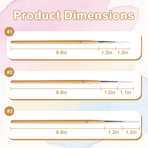 3 brown squirrel hair knife-edge brushes