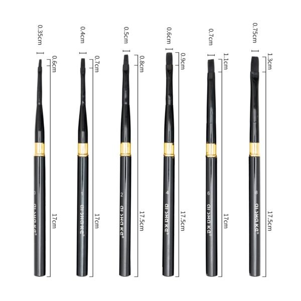 6 detachable flat-tip brushes