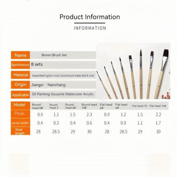 8-Piece Watercolor Brush Set