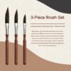 3 brown squirrel hair knife-edge brushes