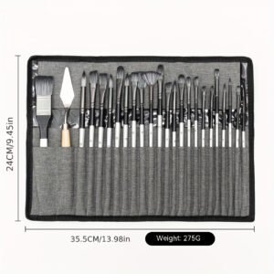 24-piece nylon-bristle gray paintbrush set