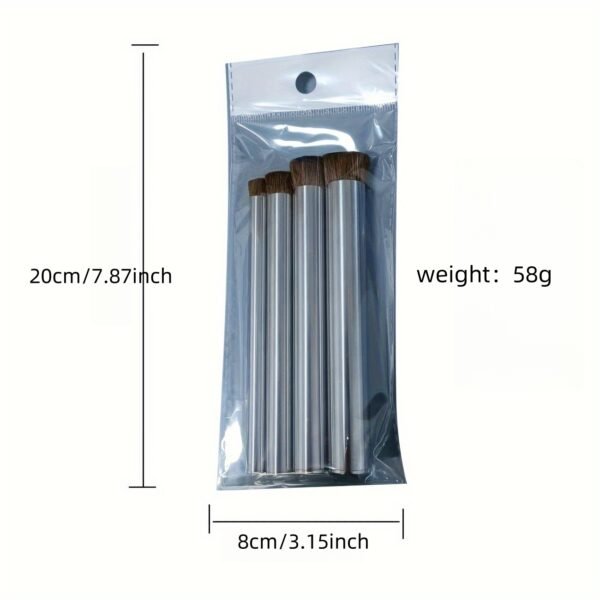 4 black steel pipes with pig bristles