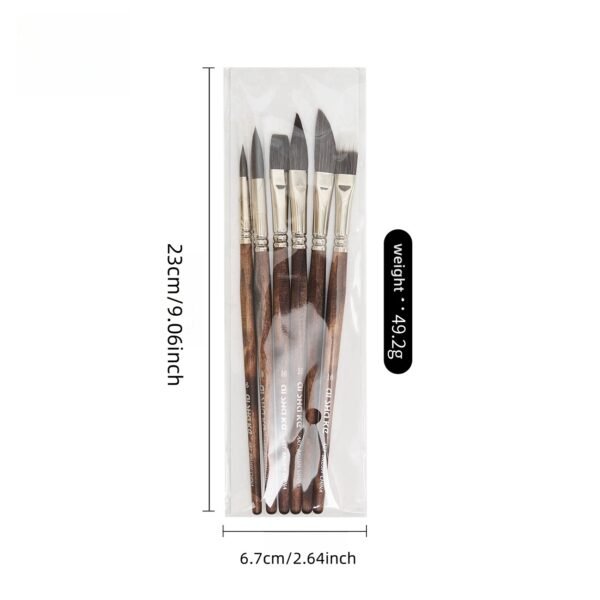 Professional Oil Painting Brush Set, 6 Premium Birch Wood Handle Brushes, Suitable for Oil Acrylic Watercolor Art, Ideal for Artists and Beginners