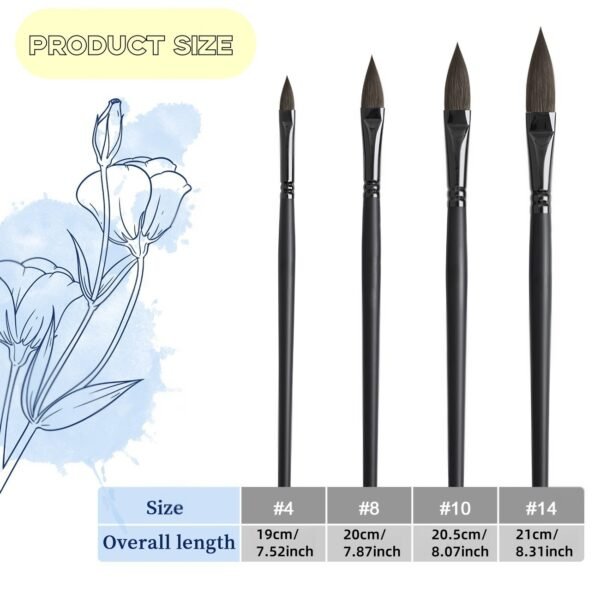 4 black cat-tip brushes