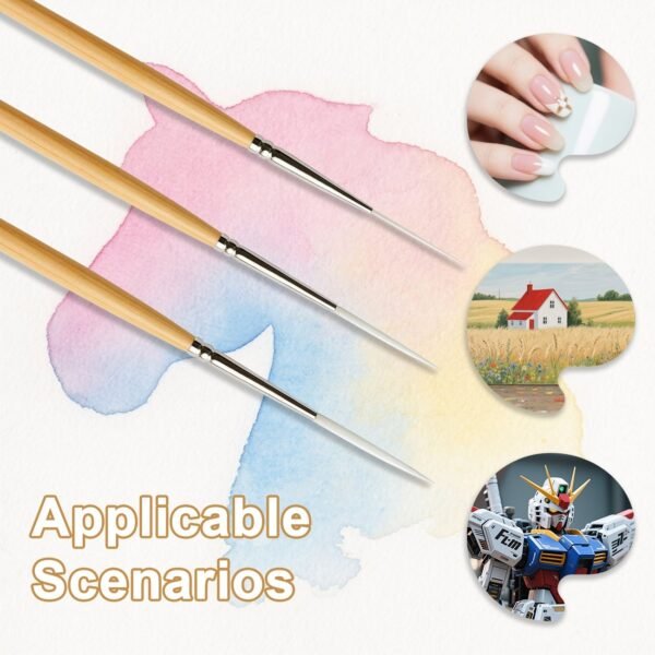 3 brown squirrel hair knife-edge brushes