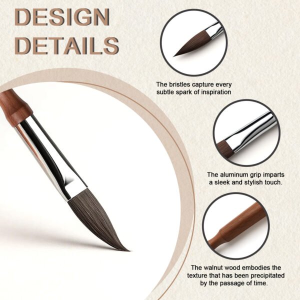 3 brown squirrel hair knife-edge brushes