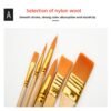 6-Piece Short-Handled Wood-Tone Nylon Paintbrush Set