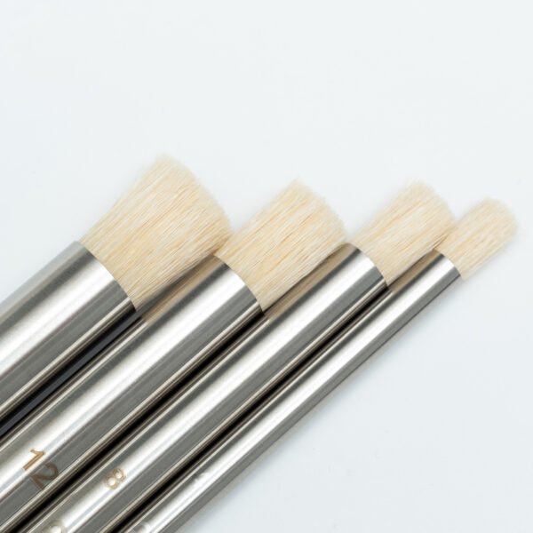 4 stainless steel round-tip hog bristle paintbrushes