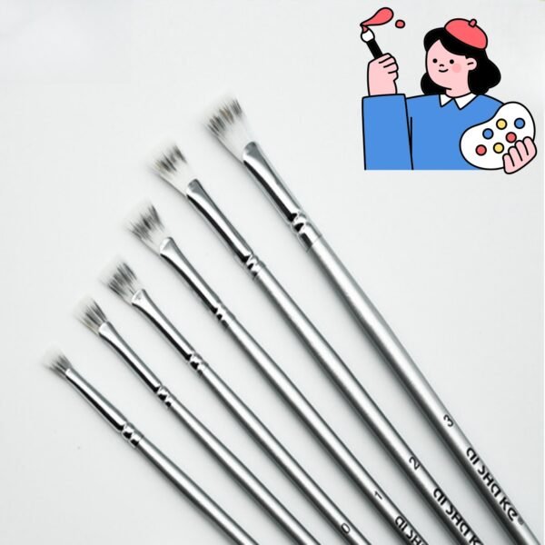 6-Piece Silver-Gray Fan Brush Set