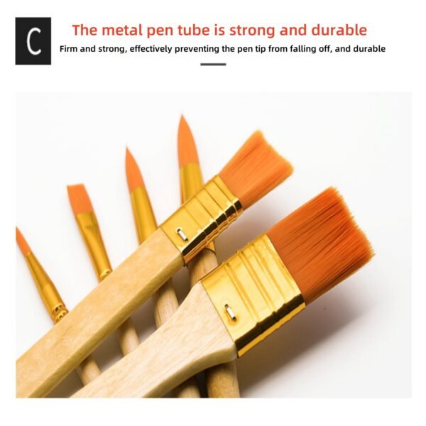 6-Piece Short-Handled Wood-Tone Nylon Paintbrush Set