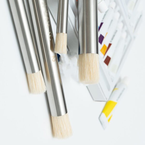 4 stainless steel round-tip hog bristle paintbrushes