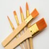 6-Piece Short-Handled Wood-Tone Nylon Paintbrush Set