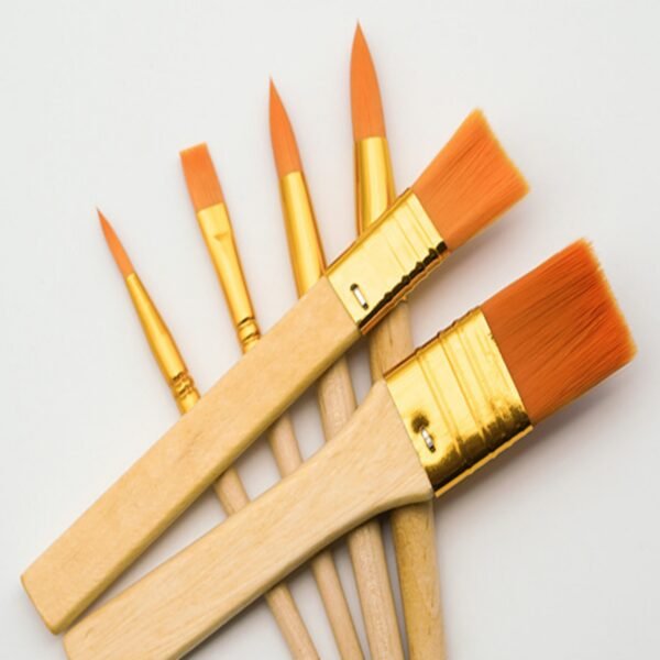 6-Piece Short-Handled Wood-Tone Nylon Paintbrush Set