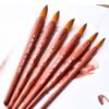 6 Pcs Artist Acrylic Brushes, Round Tip Nylon, Soft and Anti-Fall, Red Brown Handle, Comfortable and Durable - Suitable for Watercolor, Gouache, Acrylic, Ink Painting, Essential for Painters