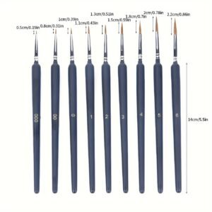 9 black fine-tip brushes