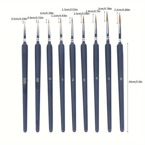 9 black fine-tip brushes
