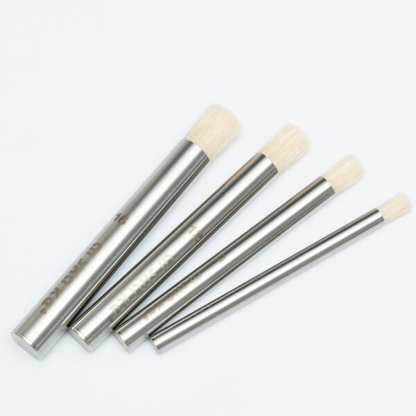 4 stainless steel round-tip hog bristle paintbrushes