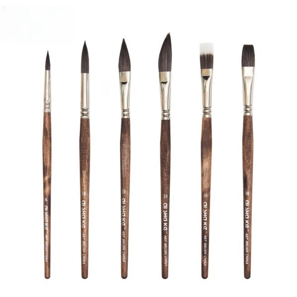 Professional Oil Painting Brush Set, 6 Premium Birch Wood Handle Brushes, Suitable for Oil Acrylic Watercolor Art, Ideal for Artists and Beginners